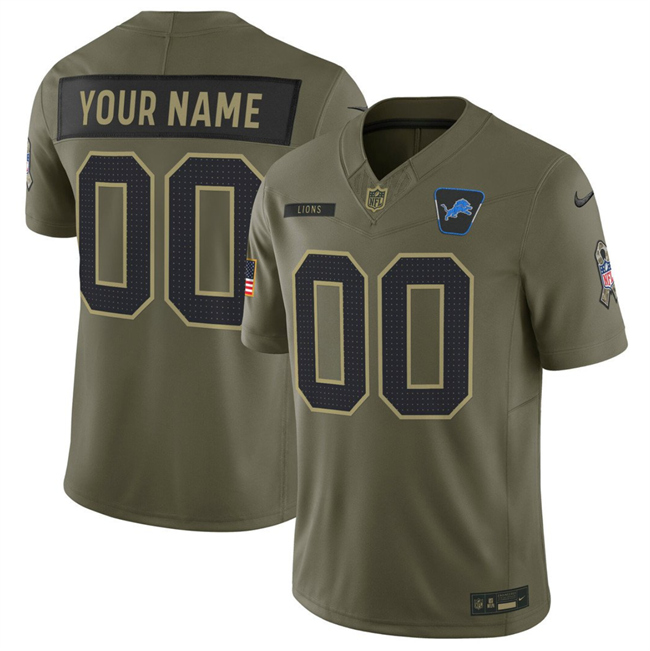 Youth Detroit Lions Active Player Custom Olive 2025 F.U.S.E. Salute to Service Limited Stitched Football Jersey